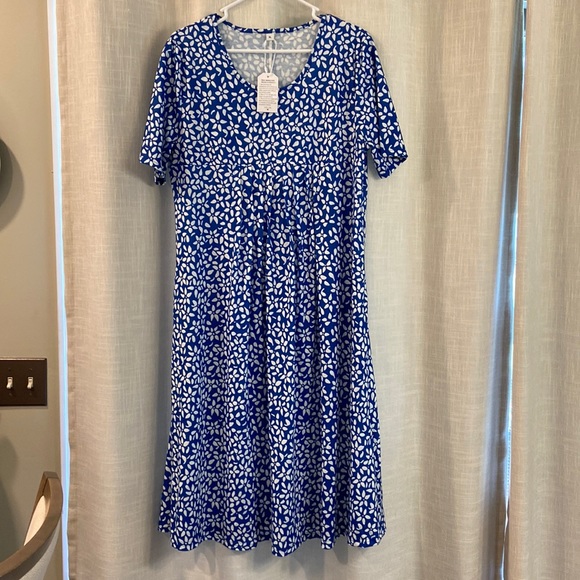 Deuyo Dresses & Skirts - 🎉🎉2X HOST PICK🎉🎉 NWT!!! Deuyo Trendy Blue Print Side Pocket Midi Dress